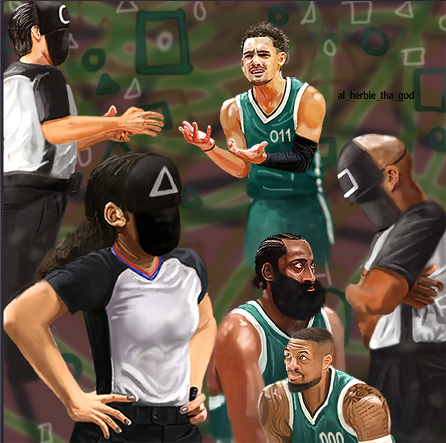  illustration of Nba Player and Referees
